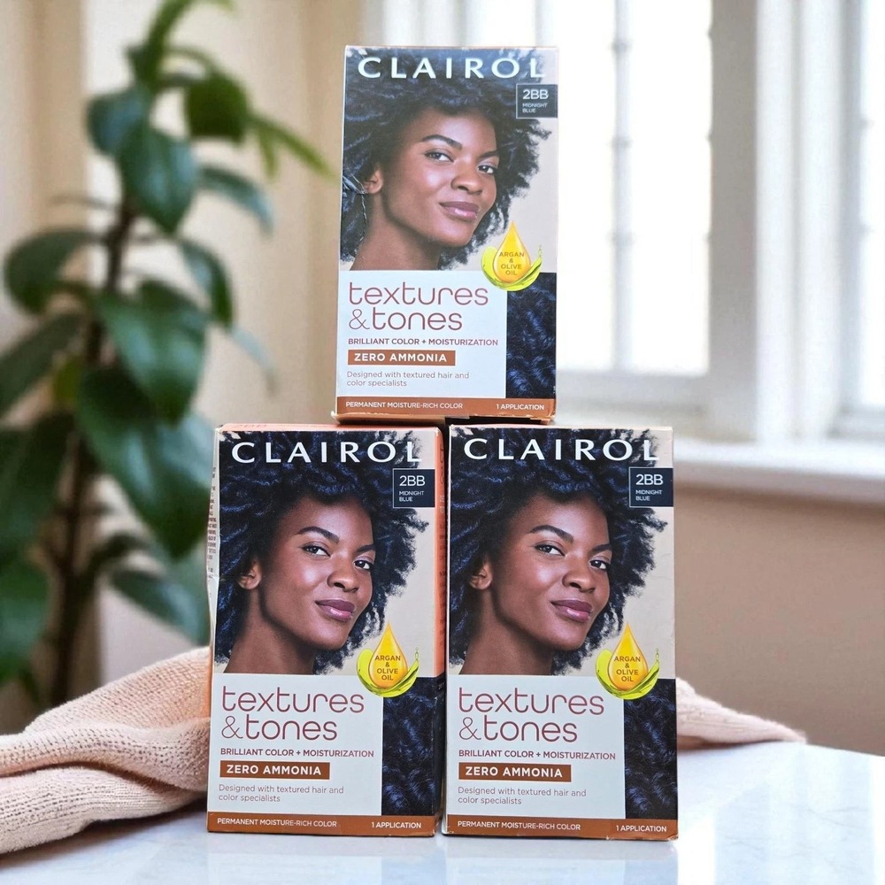 3 Clairol‎ Texture Tones Zero Ammonia Brilliant Color 2BB Midnight Blue